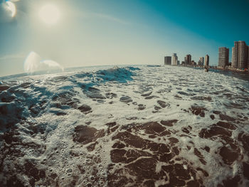 Scenic view of sea against clear sky