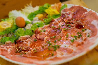 Close-up of meal served in plate