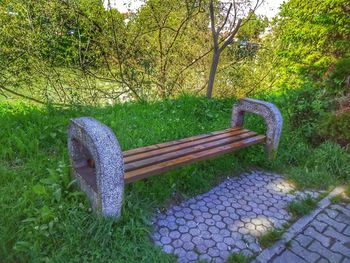 Empty bench in park