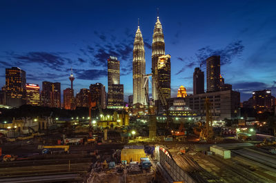 Illuminated city at night