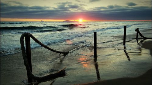 Scenic view of sea at sunset