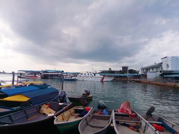 Boats moored in harbor