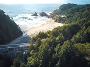 High angle view of beach against sky