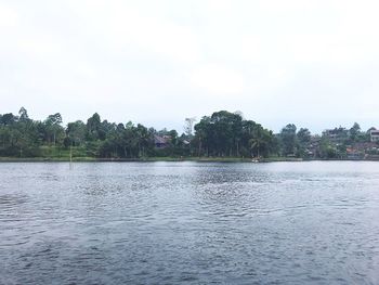 Scenic view of lake against clear sky