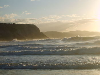 Scenic view of sea against sky during sunset