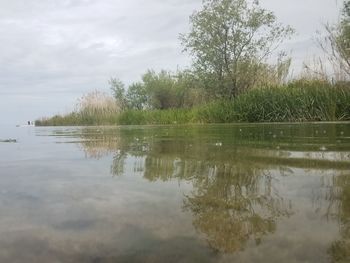 Scenic view of lake against sky