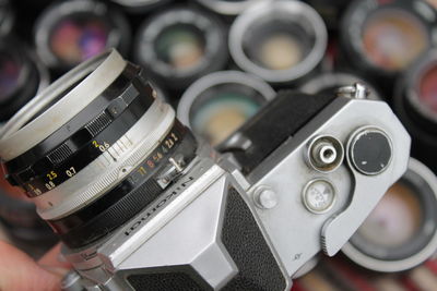 Close-up of hand photographing