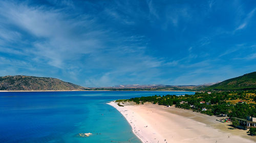 Scenic view of sea against blue sky