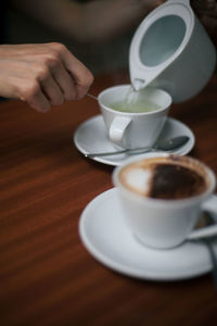 Close-up of coffee cup on table