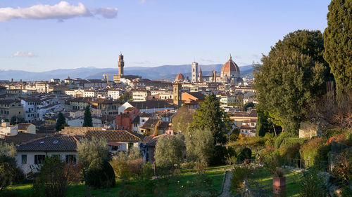 High angle view of townscape against sky