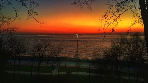 Scenic view of sea at sunset