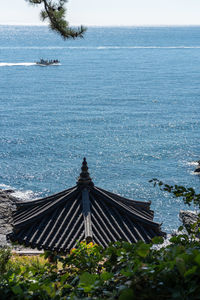 High angle view of sea against sky