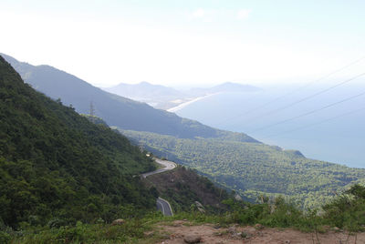 Scenic view of mountains and sea