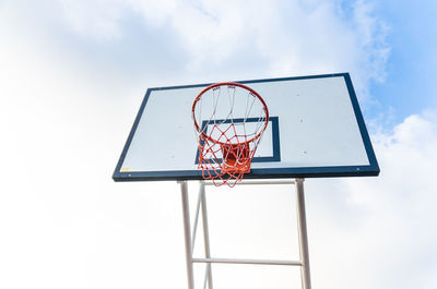 Low angle view of basketball hoop against sky