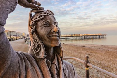 Close-up of statue against the sky
