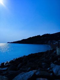 Scenic view of sea against clear sky