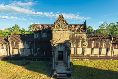 Exterior of historic building against sky