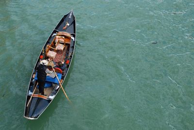 High angle view of people in sea