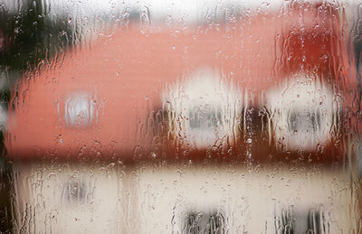 Close-up of water drops on glass