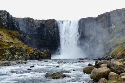 Scenic view of waterfall