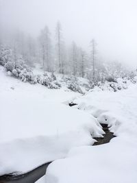 Scenic view of snow covered landscape against sky