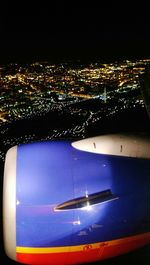 Aerial view of illuminated cityscape