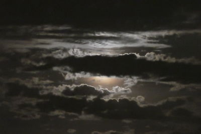 Low angle view of clouds in sky at night