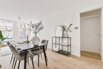 Empty chairs and table at home