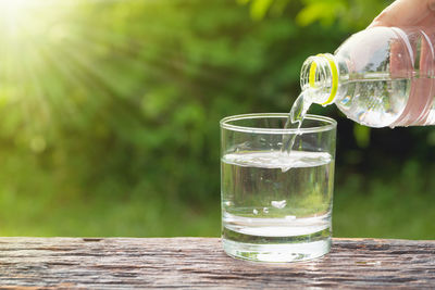 Close-up of glass of water on table