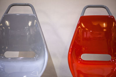 Close-up of plastic chairs