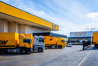 View of yellow train against sky