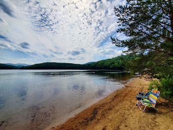 Scenic view of lake against sky
