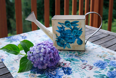 Close-up of teapot on table