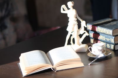 Close-up of open book on table