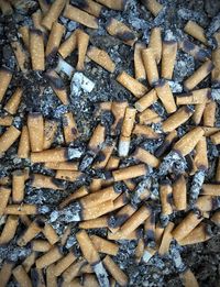 Full frame shot of cigarette butts