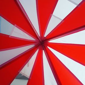 Low angle view of red ceiling