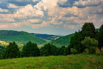 Scenic view of landscape against sky during sunset