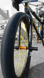 Close-up of bicycle wheel