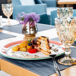 Close-up of food on table