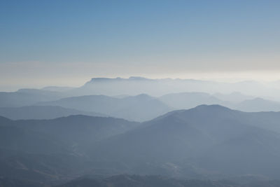 Scenic view of mountains against clear sky