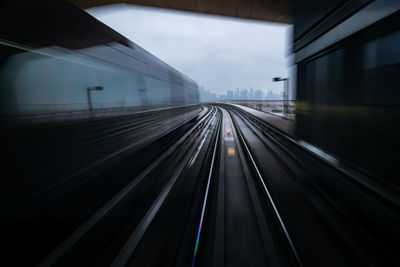 Blurred motion of railroad tracks