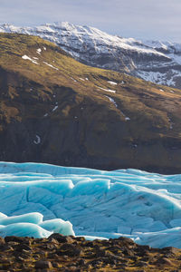 Scenic view of snowcapped mountain against sky