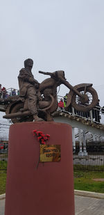 Low angle view of statue against clear sky