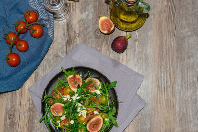 High angle view of food on cutting board