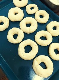 High angle view of cookies