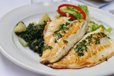 Close-up of meal served in plate