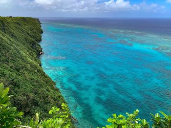 High angle view of sea against sky