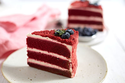 Close-up of dessert in plate on table