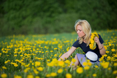 Portrait of woman on meadow