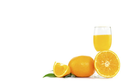 Orange fruits against white background